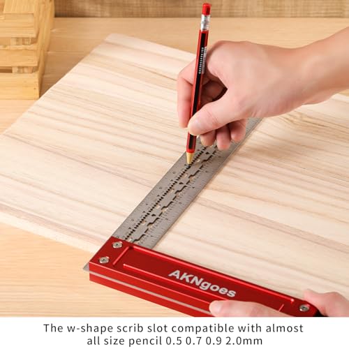 6 Inch Precision Woodworking Square with Scribing Notches – Stainless Steel, Aluminum Handle