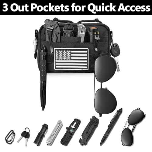 MOZETO Belt Pouches for Men, Water Resistant Small Belt Bag with USA Flag Patch, Pocket Organizer Storage EDC Gear for Work, Travel, Hiking