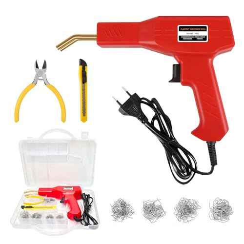 Plastic Welder Kit, Hot Stapler Welding Machine with 200PCS 4 Types Staples & Carry Case, Plastic Welder Soldering Tool for Car Bumper Cracks Repair, Car Accessories