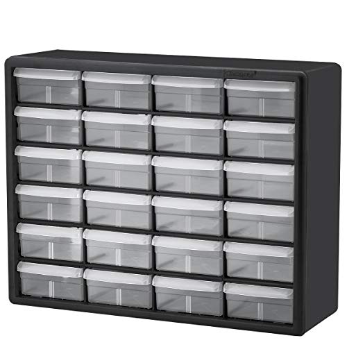 Akro-Mils 24 + 64 Drawer Plastic Cabinet Set, 20 x 6 x 16 in, Black (10724 + 10164) - Versatile Parts Storage