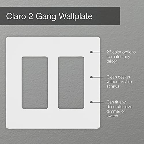 Lutron Claro 2-Gang Satin Light Switch Cover Plate - Snow, 1 Pack