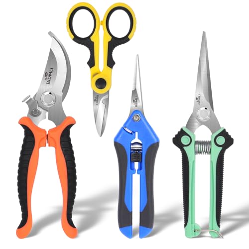 BIDMLI 4-Pack Garden Pruning Shears Set Stainless Steel Floral & Tree Trimmers - Model BIDMLI01
