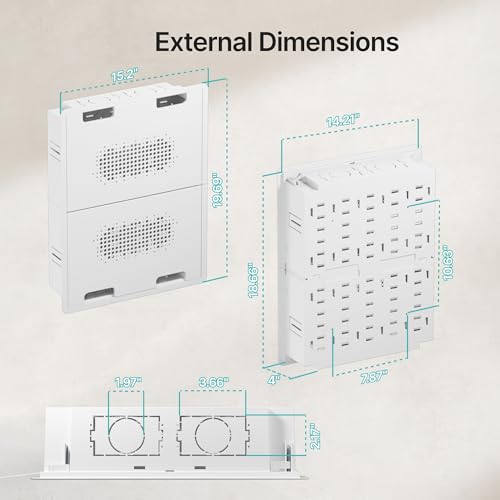 17-Inch In-Wall Media Box Recessed Outlet Cable Management Kit - PEGZONE