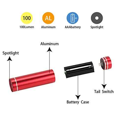 KunHe 6 Pack Red Light Mini LED Flashlight Small Flashlights Flash Light for Astronomy Aviation Night Observation and Animal Observation Observation
