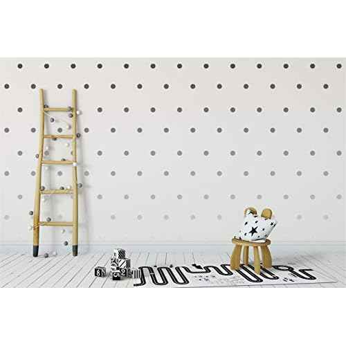 | Polka Dot Circles Round Shape Style Decoration Removable Wall Art Vinyl Decal Stickers | (Pack of 112) (Silver)