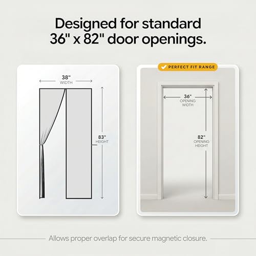 AUGO Magnetic Screen Door 38x83 Inches Self Sealing Mesh Pet & Kid Friendly