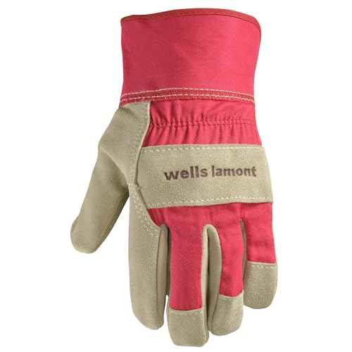 Wells Lamont Women's Heavy Duty Leather Palm Work Gloves with Safety Cuff, Pink, Medium (4113M-800)