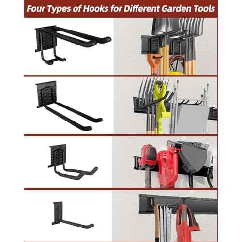 48-Inch Garage Storage Tool Organizer with 8 Hooks - Heavy Duty Metal Rack for Garage Organization, Garden Tool Organizer - Wall Mounted Tool Hanger for Shovels, Ladders, Lawn Tools