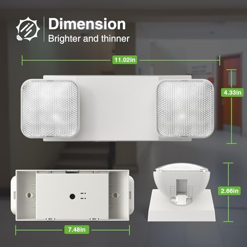 FREELICHT 4 Pack Emergency LED Lights with 90-Minute Battery Backup - Square Heads for Business & Home Safety