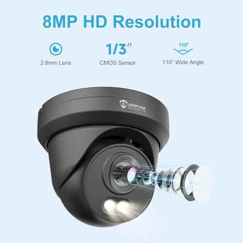Anpviz 4K 8MP PoE Security IP Camera Outdoor, AI Human Vehicle Detection, 100FT Smart Dual Light Color Night Vision, Built-in Mic, 2.8mm Lens, IP66 Waterproof, NDAA Compliant, Black (U Series)
