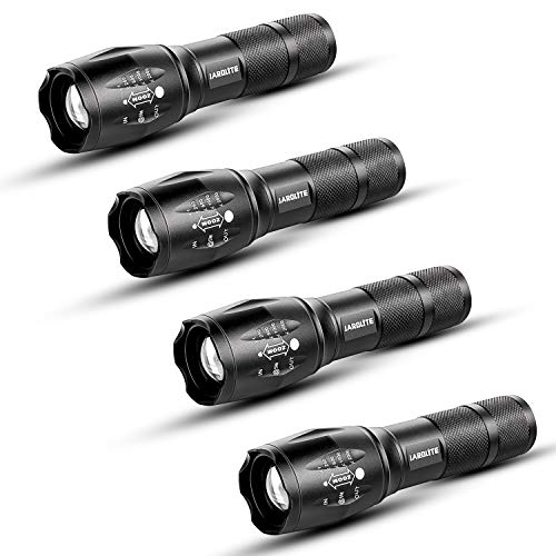 JARDLITE Black 4 Pack LED Emergency Flashlights with Focus & 5 Modes