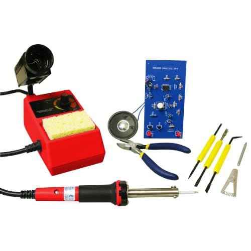 Elenco Deluxe Learn to Solder Kit | Fully Adjustable Soldering Station | Temperature Range: 350¡Æ-900¡ÆF | SL-75T2 Wedge Tip | ST-1 Side cutters | SE-1 Solder Ease Kit | SP-1A Solder Practice Kit