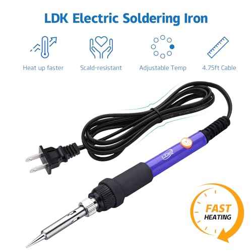 LDK Soldering Iron Kit Electric 60W 110V Adjustable Temperature Soldering Gun Welding Tools, 5pcs Replacement Tips and Solder Wire (Basic)