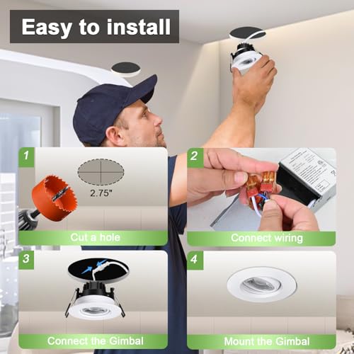 POPANU 3 Inch White Gimbal LED Recessed Lights 6 Pack Adjustable Downlight