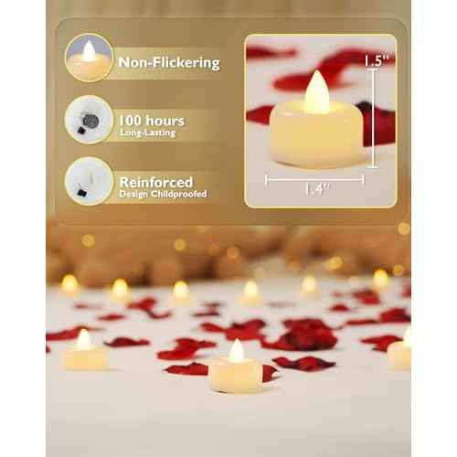 Amagic 12/24/50/100/150Pack Flameless LED Tea Lights Candles Battery Operated, Electric Fake Tealight Candles for Votive, Halloween, Christmas, Home Decor, Wedding, Table Decor (12Pack)