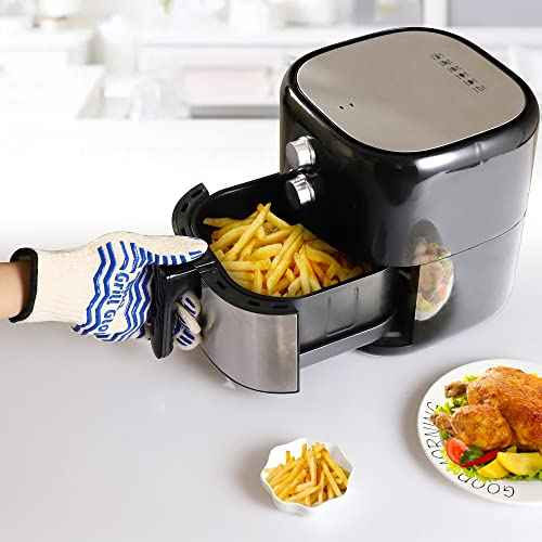 Oven Gloves, Heat Resistant BBQ Oven Glove-BBQ Gloves,Oven Glove Oven Mitts Heat Resistant for Kitchen Potholder,Grill,Grilling,Smoker,Barbeque-1 Pair(Blue)