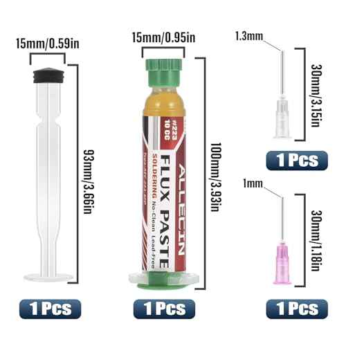 No Clean Soldering Flux 223 10CC 10mL High Viscosity Electronics Solder Fluxes Paste Syringe for Circuit Boards and Copper Electrical Wire with Needle Dispensing Tool (Pack of 1Pcs)