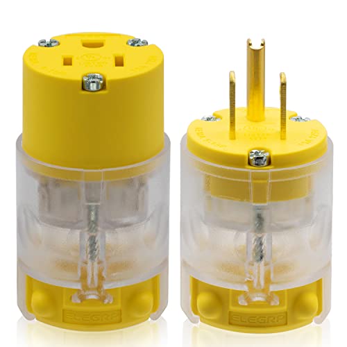 ELEGRP Lighted Electrical Plug & Connector Set 15A 125V NEMA 5-15P/R Commercial Yellow - Variation 1