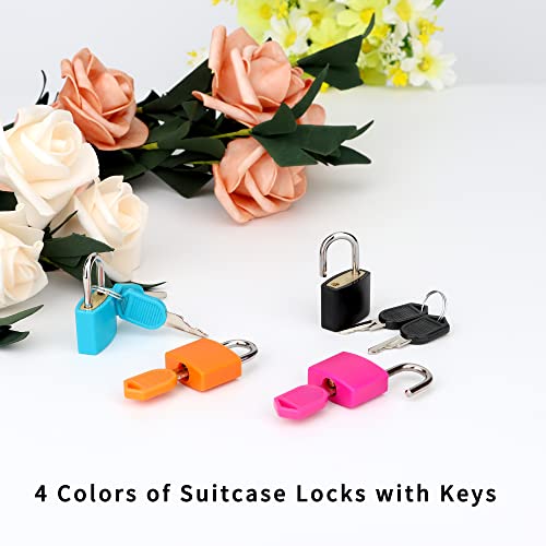 Febwind 4-Piece Multicolor Metal Keyed Suitcase Locks with Keys - Compact & Durable Travel Locks - Variation A
