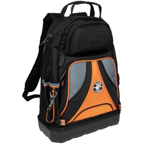 Klein Tools Low Profile Tool Backpack with 39 Pockets - Black/Orange/Gray