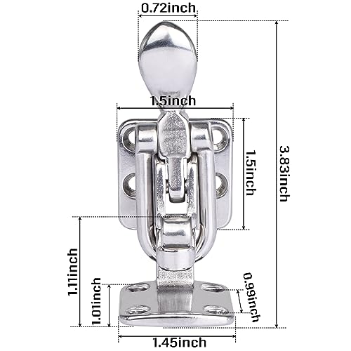 NovelBee 2pcs Stainless Steel Hold Down 90 Degree Clamp Locking Cam Latches,Anti-Rattle Latch Hasp for Boat Marine RV Caravan