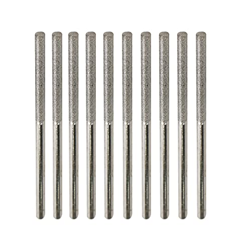 Diamond Burr Bits Cylinder Shape Carving Bits 1/8" Head Dia 1/8" Shank Dia Grinding Burr for Stone, Glass, Ceramic -10pcs