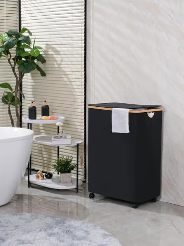 efluky 160L Double Laundry Hamper with Wheels & Removable Bags, 2-Section Sorter