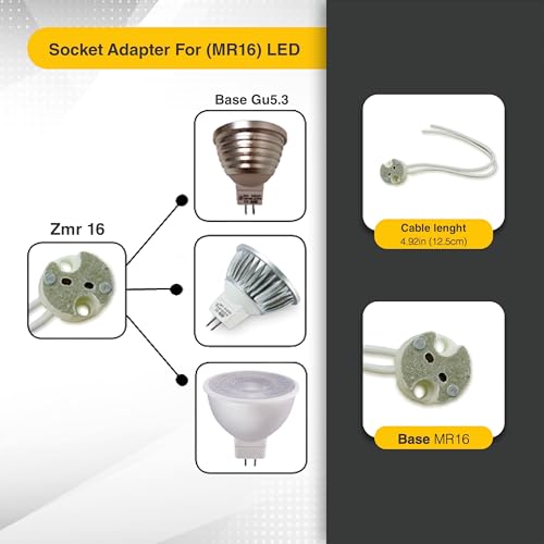 5-Pack Ceramic MR16 GU5.3 G4 MR11 GY6.35 Light Socket Replacement for LED & Halogen Bulbs