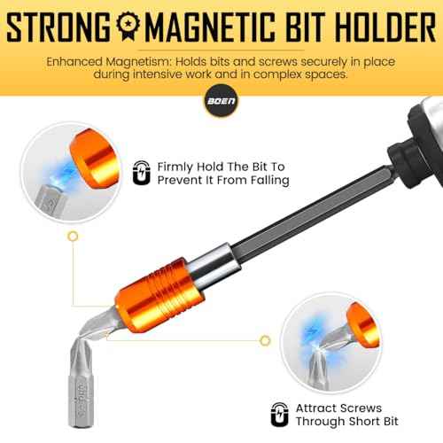 boen 2PCS Magnetic Drill Bit Holder, 4" Quick Change Drill Extension, 1/4" Hex Shank, for Impact Driver Screwdriver Bits Use