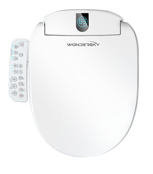 Round Bidet Toilet Seat, Smart Heated Toilet Seat with Warm Water and Dryer, Soft Close Bidet Seat with Adjustable Temperature, Stainless Steel Nozzle