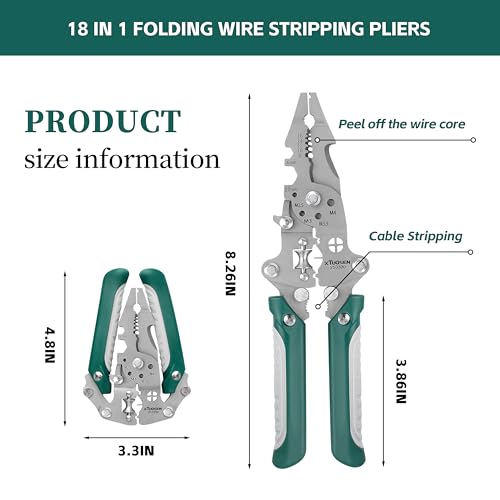 18 in 1 Foldable Wire Stripper,wire strippers foldable cable cutters, Cable Cutters with Plier