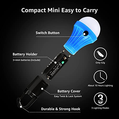 Lepro LED Camping Lantern 3 Light Modes - Orange & Blue, 4 Pack, Batteries Included