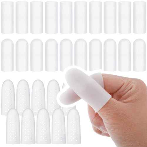Silicone Finger Cots: Soft Thumb Protector 30 PCS Fingertip Covers for Cracked Finger, Arthritis, Eczema, Nail Tips Guards (30)