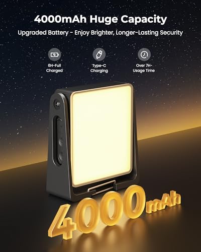 PopoIron Black Rechargeable Camping Lantern 2 Pack 4000mAh Dimmable LED Emergency Light with 360° Rotatable Stand