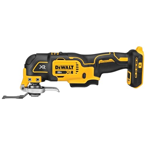 DEWALT 20V MAX XR Oscillating Multi-Tool Kit, Cordless Brushless, 3-Speed, LED Light, 2 Wood Blades, Tool Only
