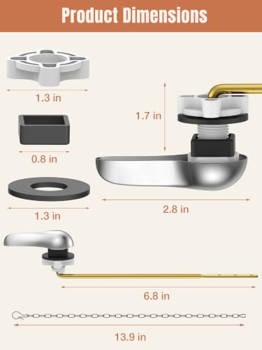 YULARA Silver Front Mount Toilet Flush Handle Replacement Kit for American Standard & Mansfield