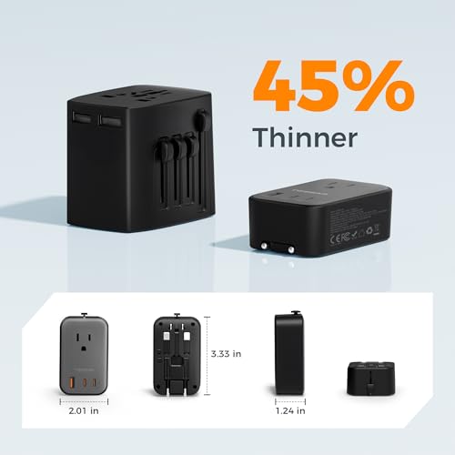 TESSAN Travel Adapter 009 Black Silver, 20W USB C & A Power Charger