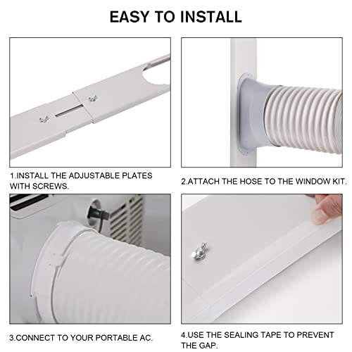 Portable AC Window Vent Kit, Sliding Seal Kit 5.9" Exhaust Hose