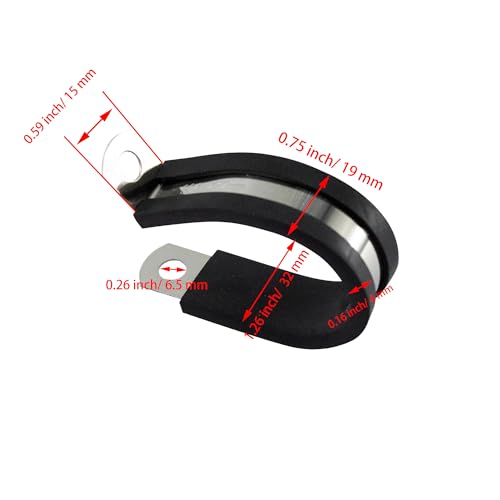 15Pcs 1-1/4 Inch(32mm) R Type Cable Clamps, 304 Stainless Steel Pipe Clamp - Durable Pipe Clamp for Tube, Wire Lines, Hoses - Rubber Cushioned Insulated Loop Clamp