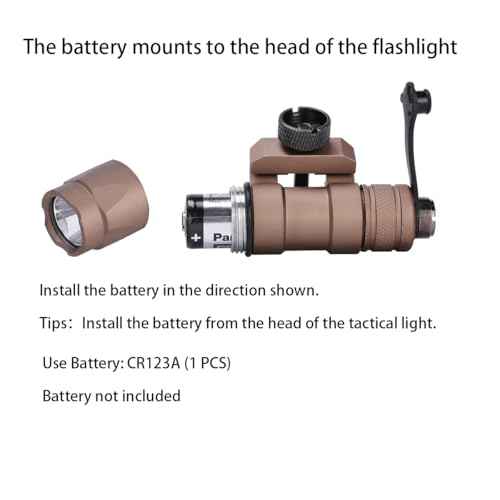 Tactical Flashlight Rifle Weapon Light M300A -Mini LED Tactical Light with Pressure Switch, 400 Lumens Flashlight for Picatinny Rails