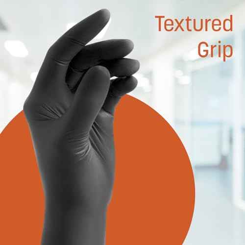 Caring Black Nitrile Exam Gloves, 100 Count, Powder Free and Not Made with Rubber Latex, for Medical Use, Cleaning, Food Prep