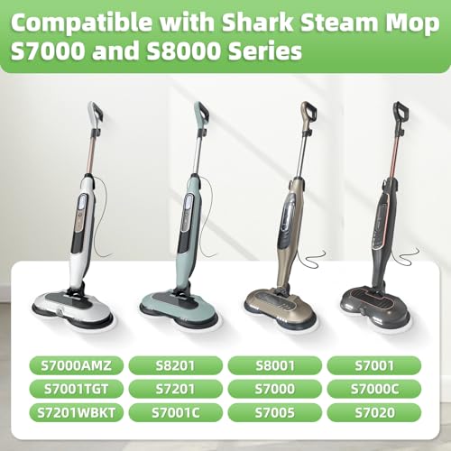 8 Pack Shark Steam Mop Replacement Pads – 4 Scrub + 4 Plush (S8201 S8001 S8002BRN, White/Gray)