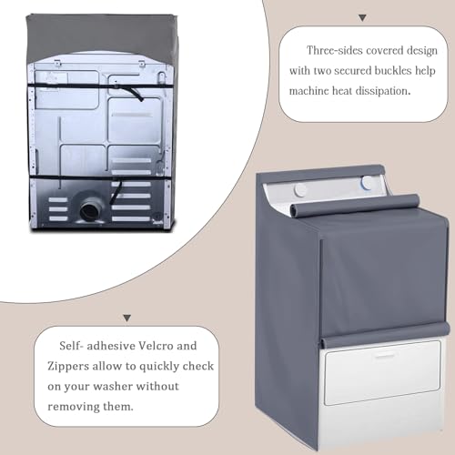 HYVAKUPPA 1 Pack Washer & Dryer Cover 420D PU Waterproof with Zipper & Storage Bag (Grey) 29" W x 28" D x 43" H