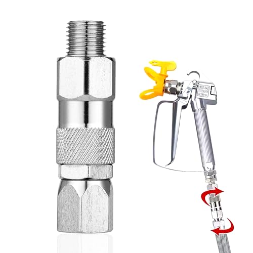 Airless Spray Swivel Connector Stainless Steel 1/4 Inch 360 Degrees Rotate High Pressure Spray Hose Swivel Connector Tips Accessories for Graco Paint Sprayer Hose