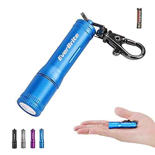 EverBrite Keychain LED Flashlight Mini Bright Key Ring Portable Pocket Torch for EDC, Party Favors, Night Reading, Camping, Power Outage, Emergency, AAA Battery Included, Blue