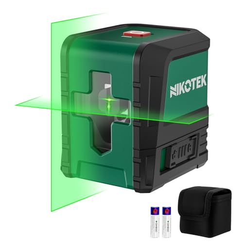Nikotek Laser Level NK02G Self-Leveling Green Line with Horizontal & Vertical Lines for Construction & Hanging, Battery Included