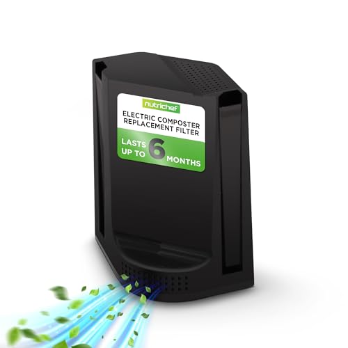 NutriChef Black Replacement Composter Filter for 3L Countertop Bin - Charcoal Activated Refills
