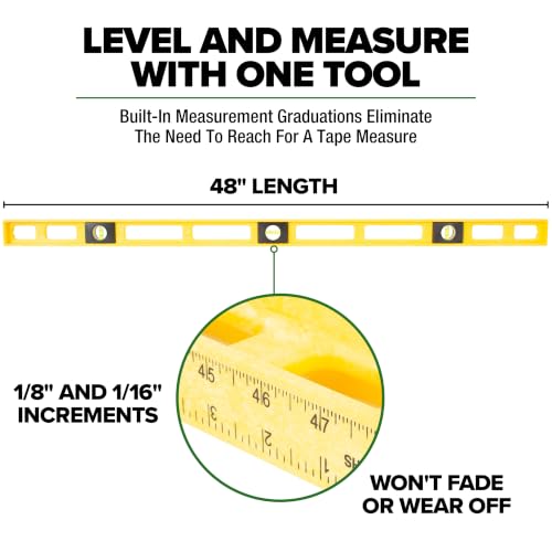 MAYES 10102 48-Inch Level - Made in USA, 0.001in Vials, Scratch-Resistant