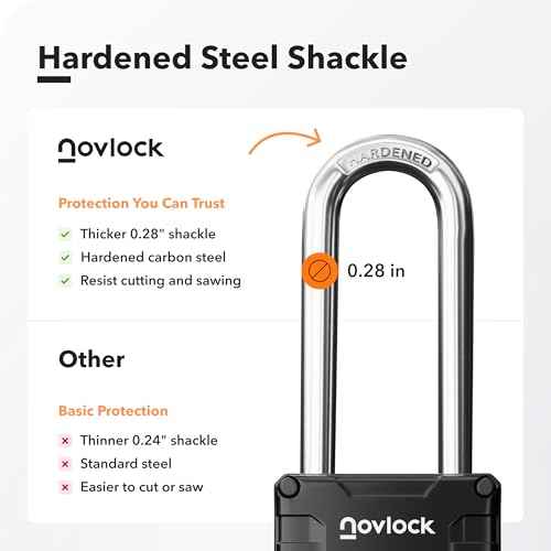 2.76 in Long Shackle Combination Lock | 4-Digit Padlock for Gym Locker, Cabinets, Toolboxes, Gates, Fences, Sheds | 1-Pack, Black