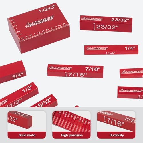 Alphastart 15-Piece Aluminum Height Setup Blocks for Router Table & Table Saw, 0.001 Inch Precision